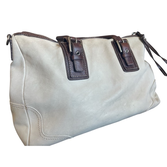 Coach Hampton F12444 Beige Brown Leather Satchel Bag - Picture 4 of 11